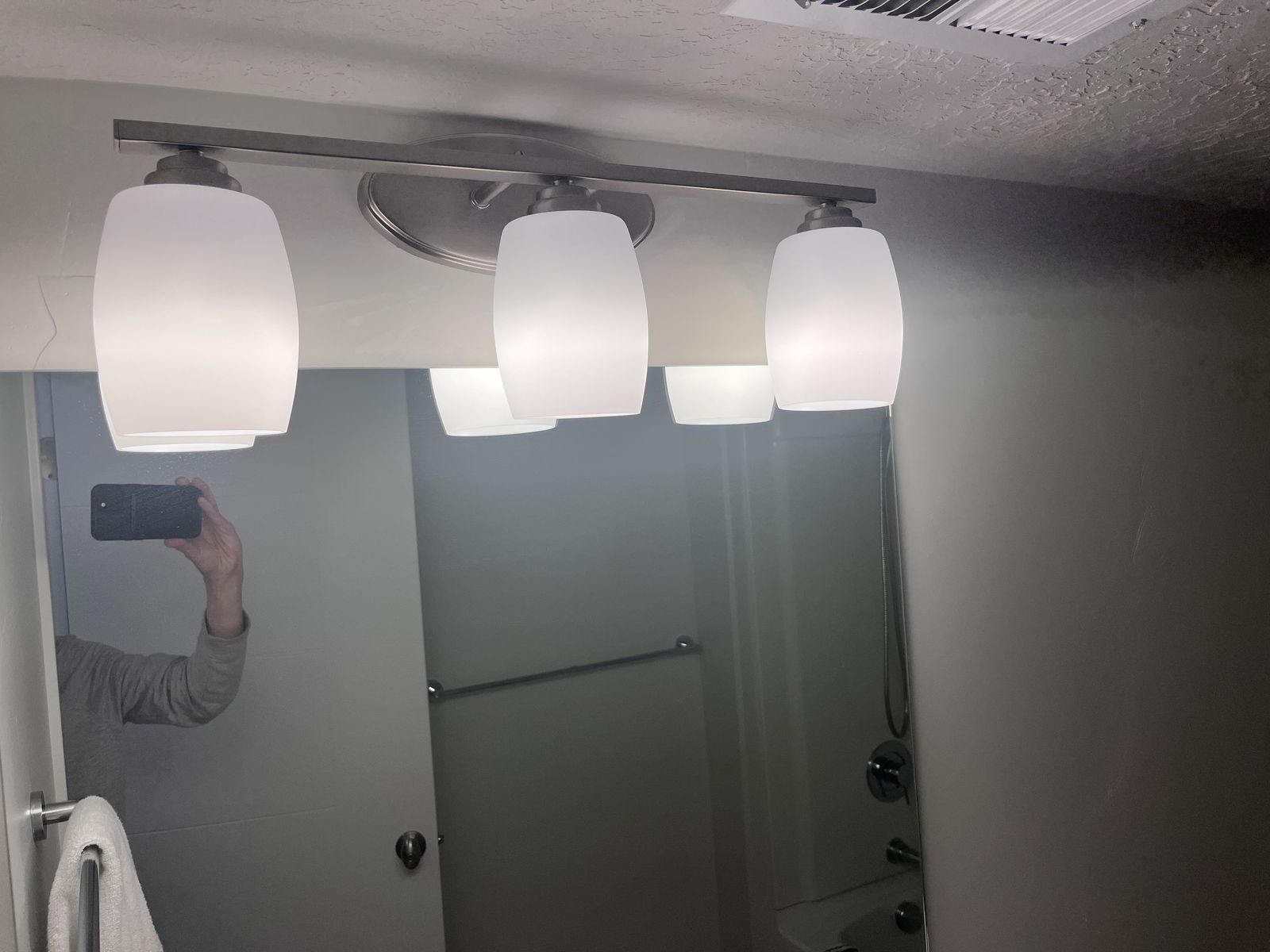 3-light vanity light fixture brushed nickel frosted glass