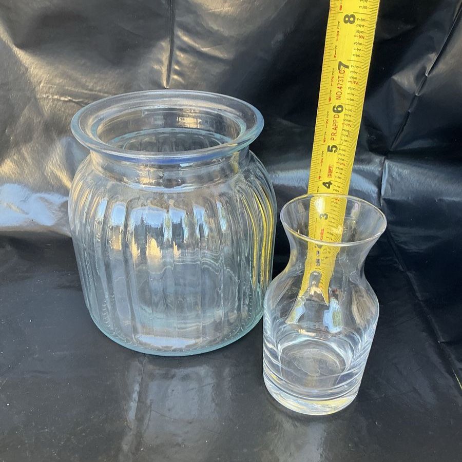 Glass Vases - Set of 2 Clear Ribbed & Small Bud Vases - Home Decor, Flower Arrangements