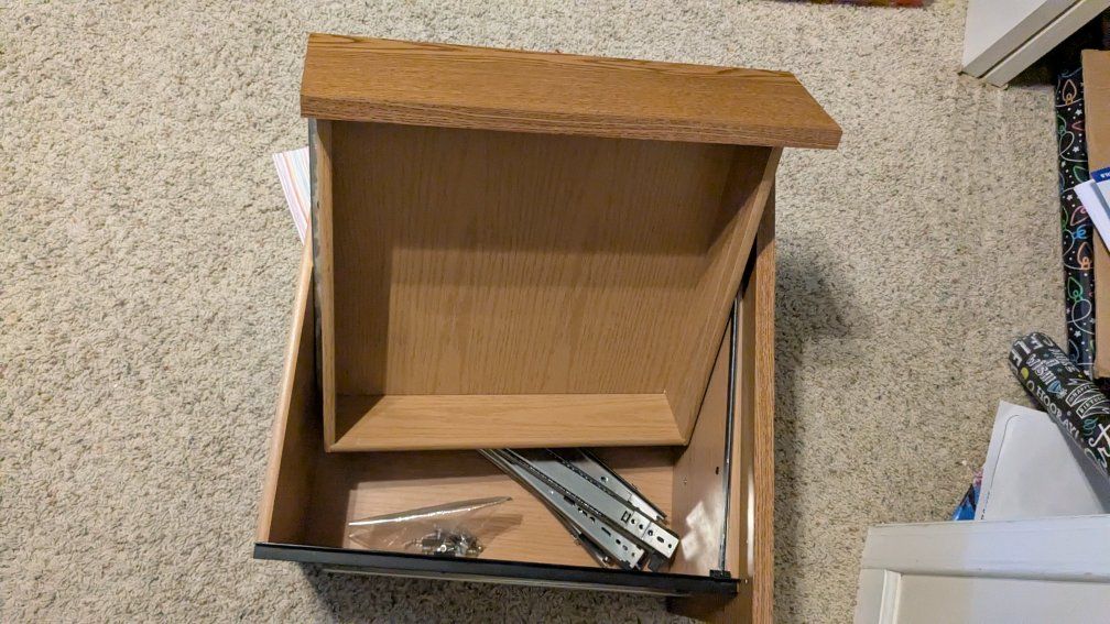 Oak Wood Finish Desk Drawer with Hardware - FREE
