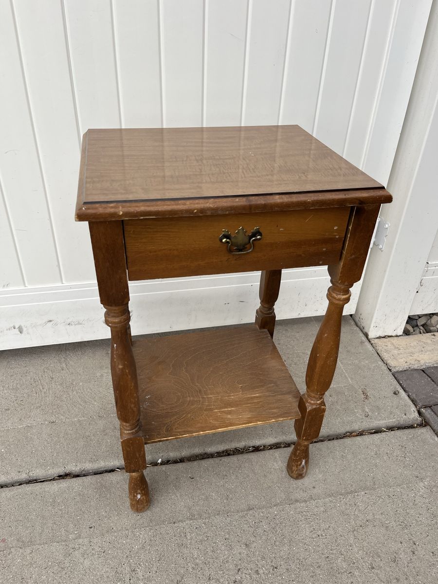 Vintage Wood Side Table with Drawer and Lower Shelf - Classic Accent Furniture