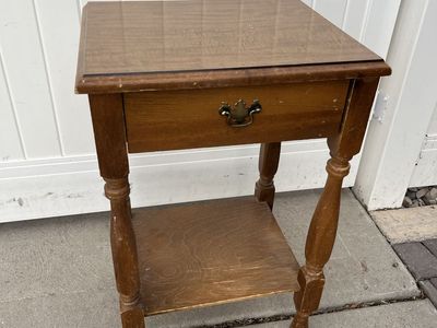 Vintage Wood Side Table with Drawer and Lower Shelf - Classic Accent Furniture