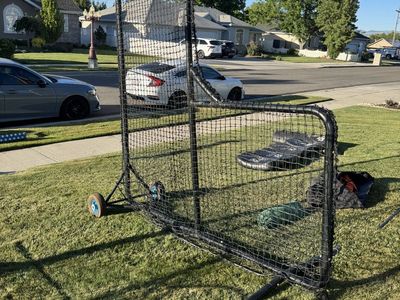 Baseball Softball Pitching Screen L-Screen Batting Cage Protector with Wheels