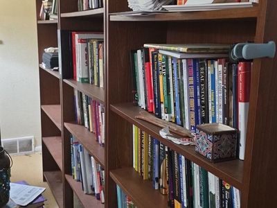 Brown Wood Tall Bookcases - Set of 3 Shelving Units