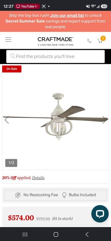 CRAFTMADE Farmhouse 52" Ceiling Fan with Light Kit & Remote, Weathered White/Barnwood Blades