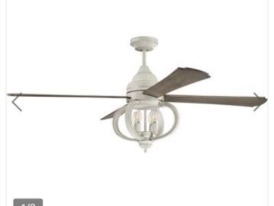 CRAFTMADE Farmhouse 52" Ceiling Fan with Light Kit & Remote, Weathered White/Barnwood Blades