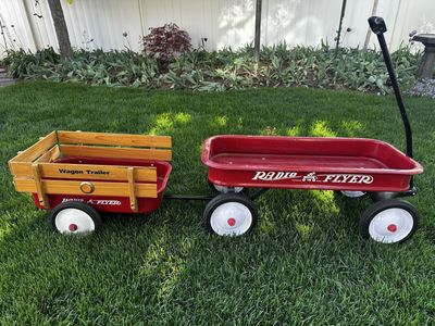 Radio Flyer Classic Red Wagon & Wagon Trailer Set - Used, Good Condition