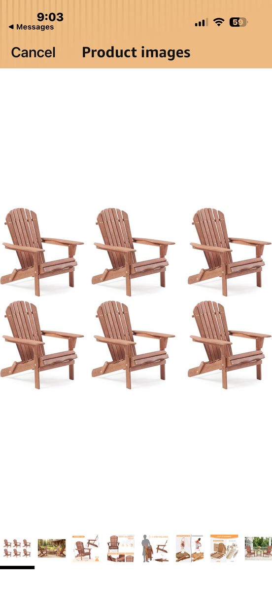 6 Brand Bew In Box Wood Adirondack Chairs