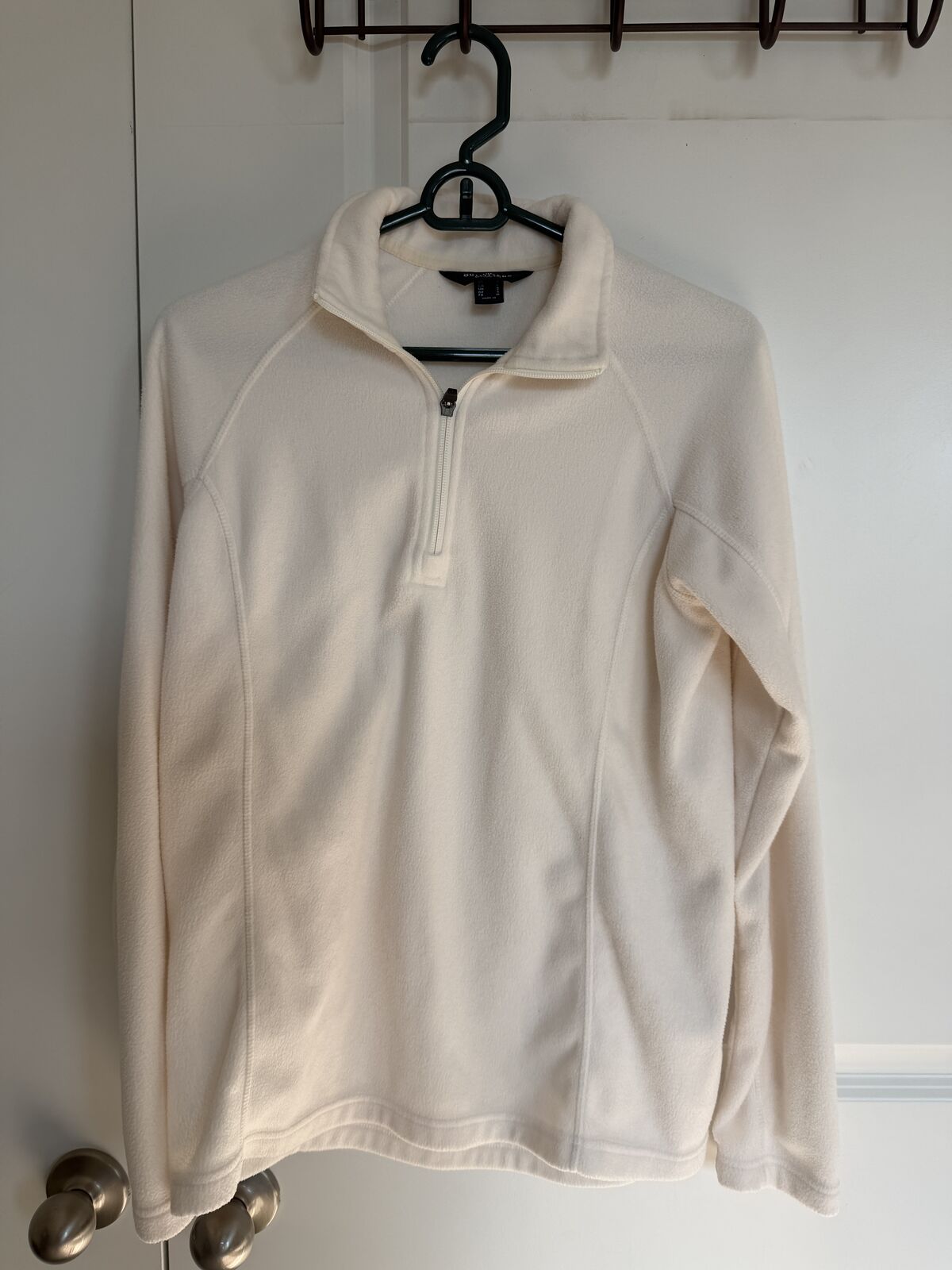 Lands' End women's quarter zip fleece pullover, size S, Cream