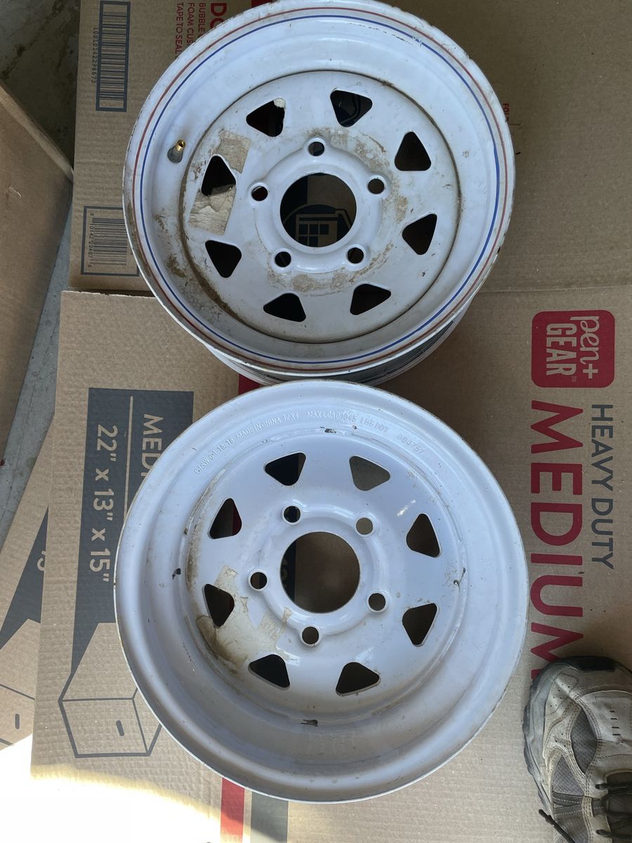 Set of White Steel Trailer Wheels Rims 12x4