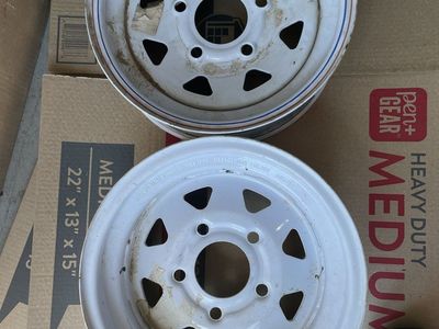 Set of White Steel Trailer Wheels Rims 12x4