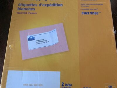 2,500 white shipping labels, 2x4 inch, brand new