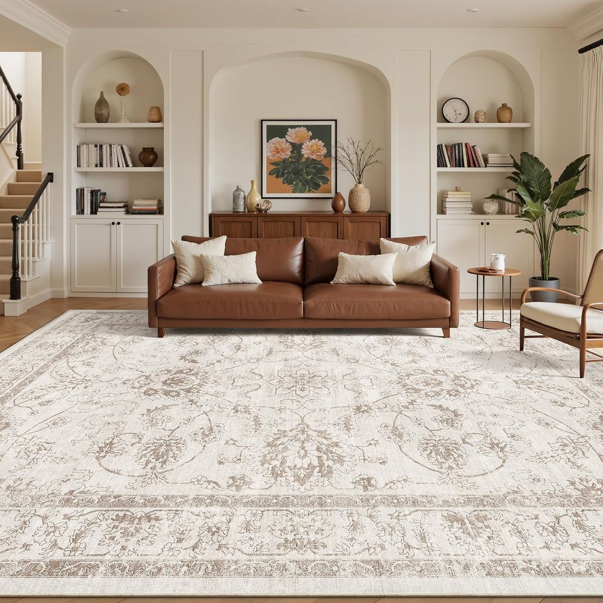 New 9x12 Area Rugs for Living Room Soft Vintage Large Area Rug, Floral Print