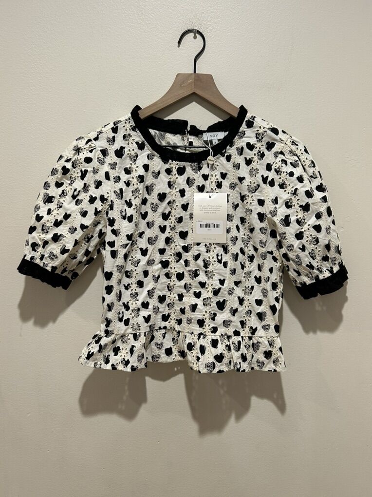 NWT Voy Claudia Heart Printed Eyelet Top Small