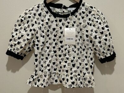 NWT Voy Claudia Heart Printed Eyelet Top Small
