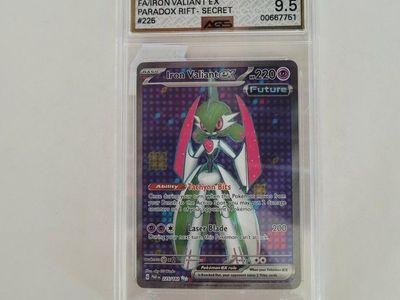 AGS 9.5 Mint+ 2023 Pokemon SV FA/Iron Valiant EX Paradox Rift Secret #226 Graded Card