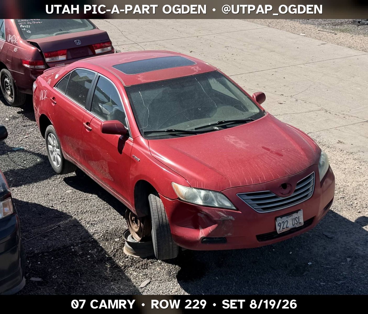 Just In! 2007 Toyota Camry Parts - UTPAP Ogden