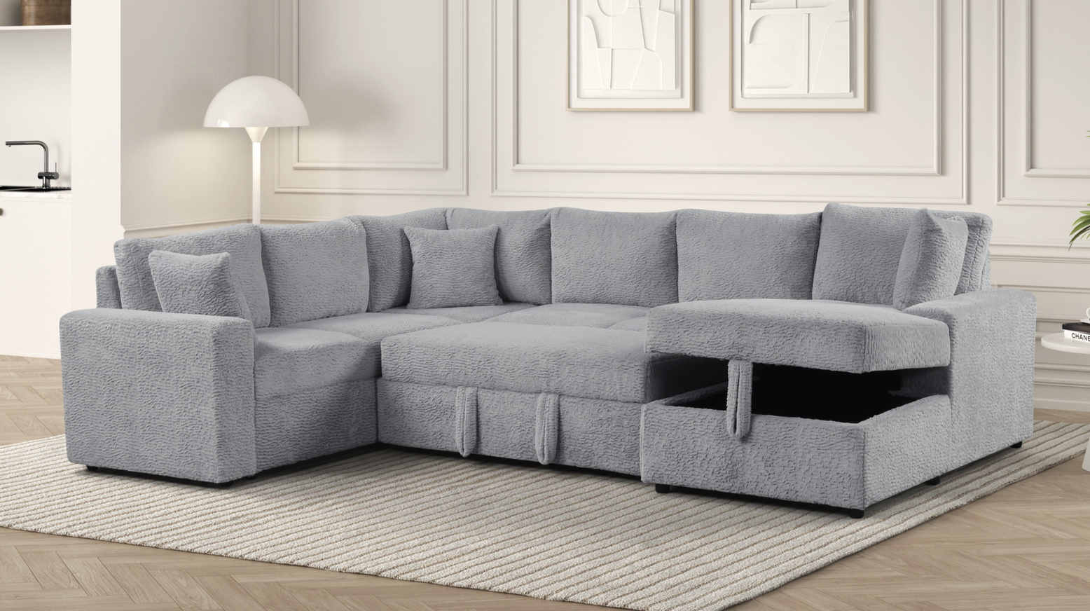 BACK TO SCHOOL LIVING ROOM UPGRADE – LIGHT GREY 4-PIECE SECTIONAL
