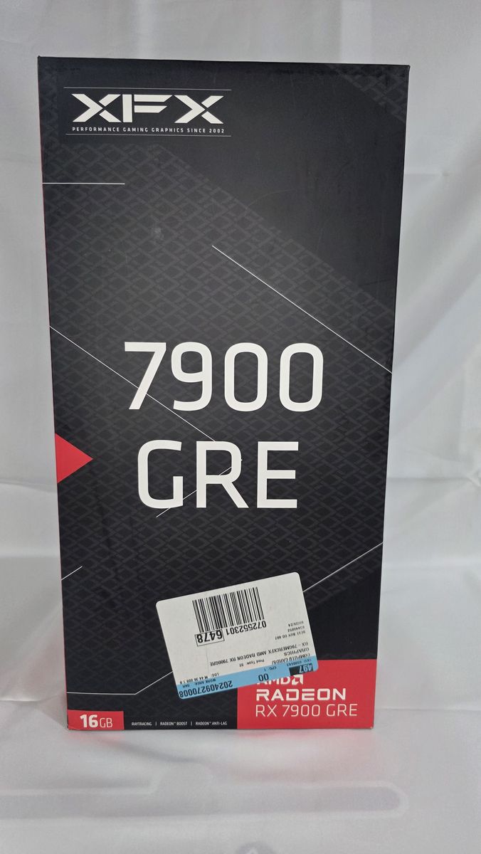 XFX Radeon RX 7900 GRE gaming graphics card with 16GB of GDDR6 memory.