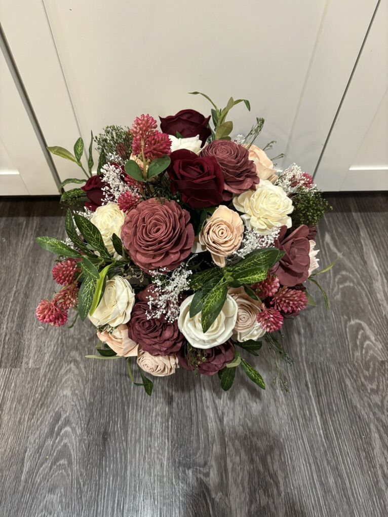 Wood Flower Bridal Bouquet
