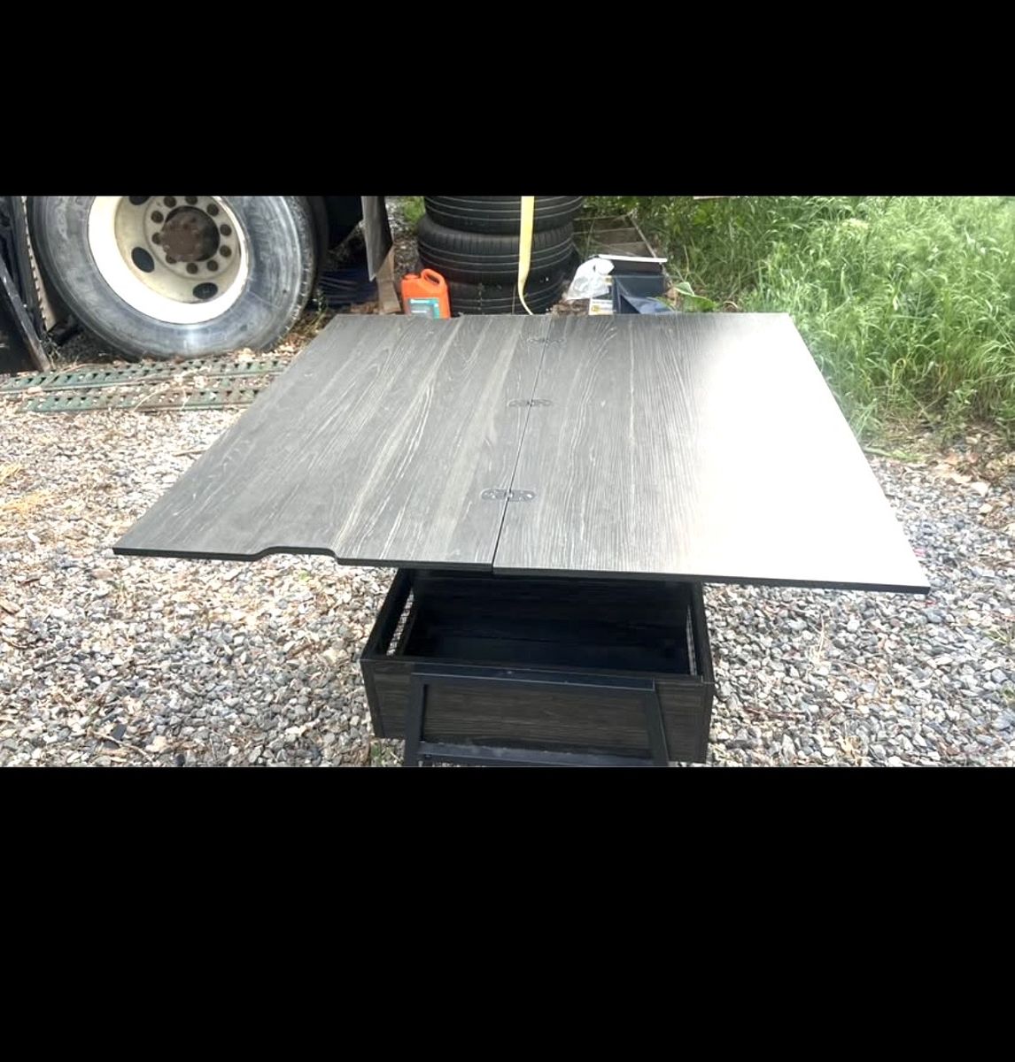 Convertible Lift-Top Coffee Table with Storage - Space-Saving Design, Dark Wood Finish