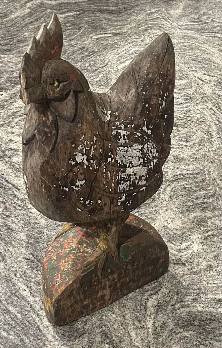 Rustic Hand-Carved Rooster
