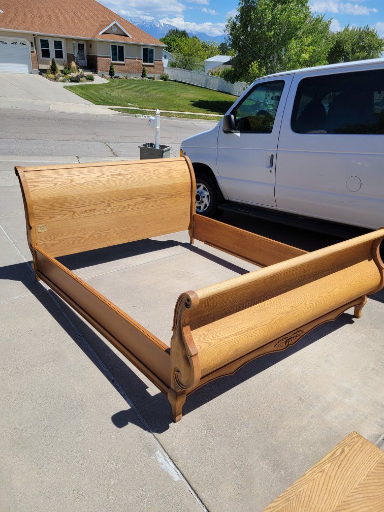 Queen sleigh bed, dresser, nighstand