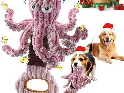 Interactive Plush Octopus Squeaky Dog Toy with Stretch Elastic & Crinkle Paper