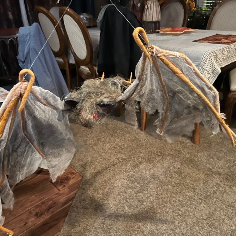 Large Halloween Hanging bat Decoration with Red Eyes & Weby wings