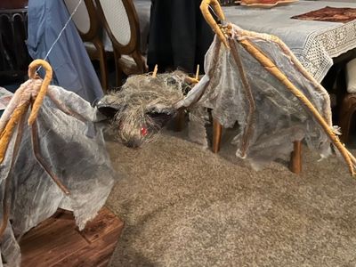 Large Halloween Hanging bat Decoration with Red Eyes & Weby wings