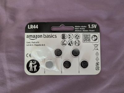 Amazon Basics LR44 1.5V Alkaline Button Cell Batteries - Pack of 5