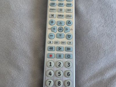 GE Universal Remote Control 4-Device with Stream, TV, DVD, CBL, B-Ray Functions Silver/Black