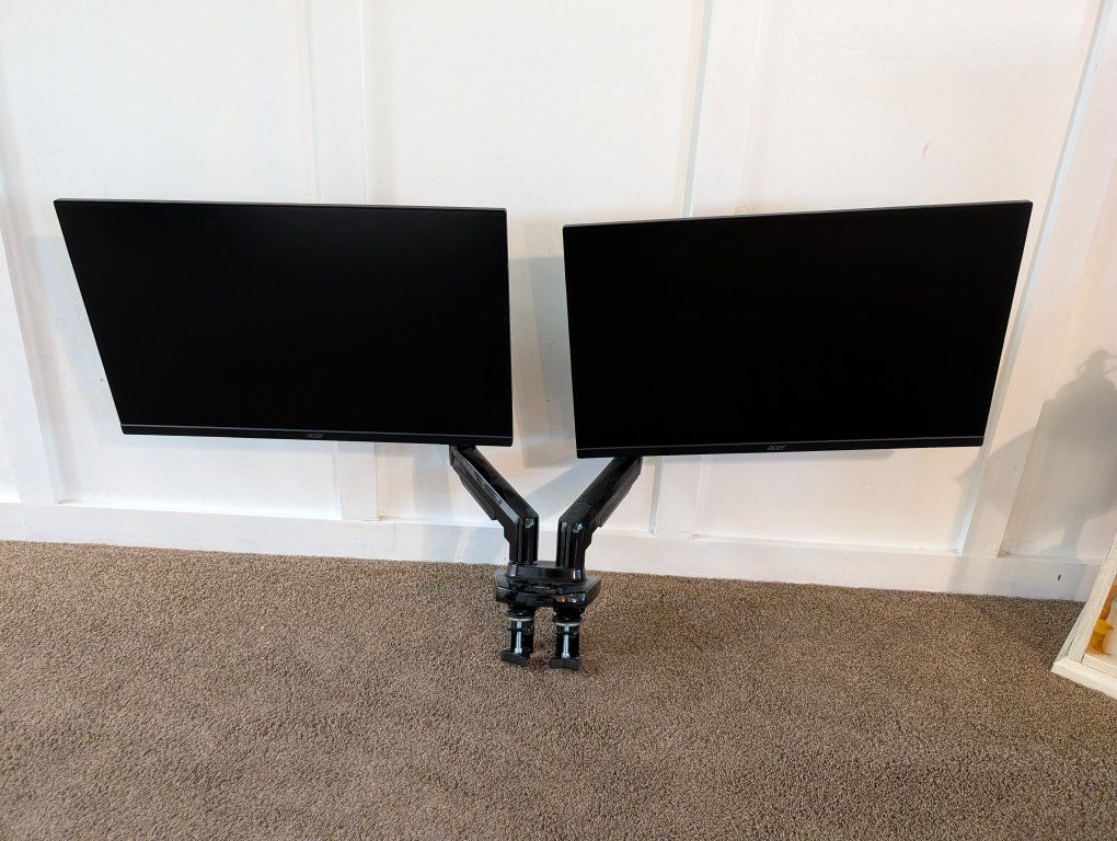 Dual Acer 27" Monitors and Adjustable Desk Mount