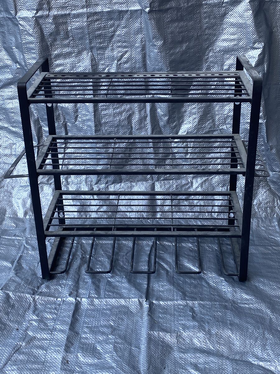 3-Tier Wall-Mounted Metal Storage Rack with Hooks