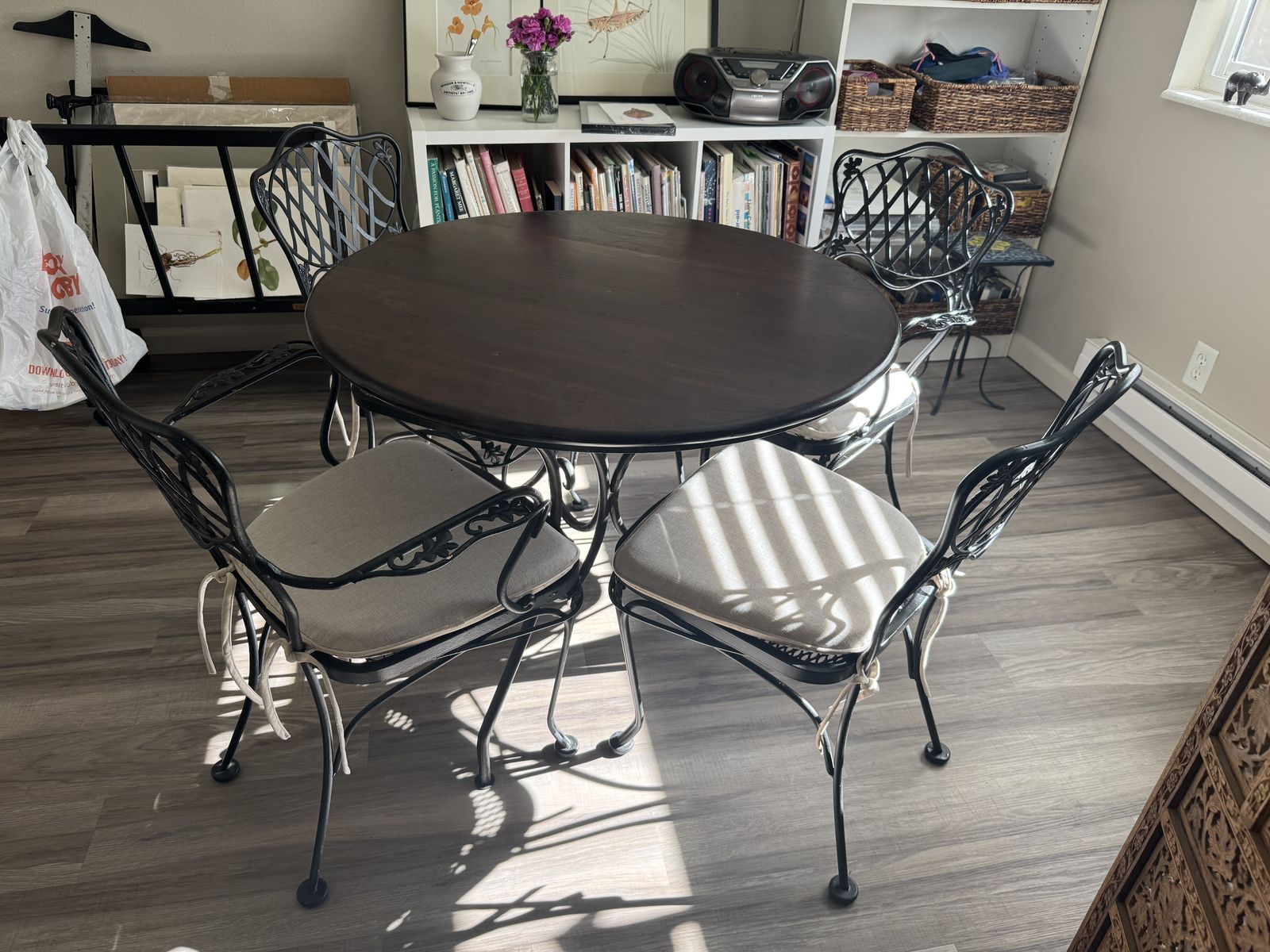 Vintage Wrought Iron Table and 4 Chairs