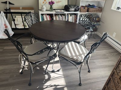 Vintage Wrought Iron Table and 4 Chairs