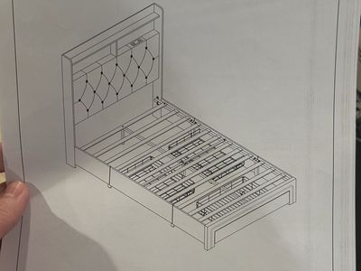 New Twin Bed Frame with LED Lights Beige
