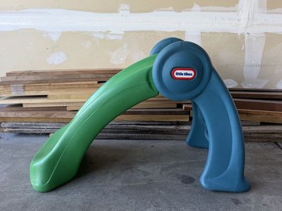 Little Tikes Folding Plastic Toddler Playground Slide Green Blue