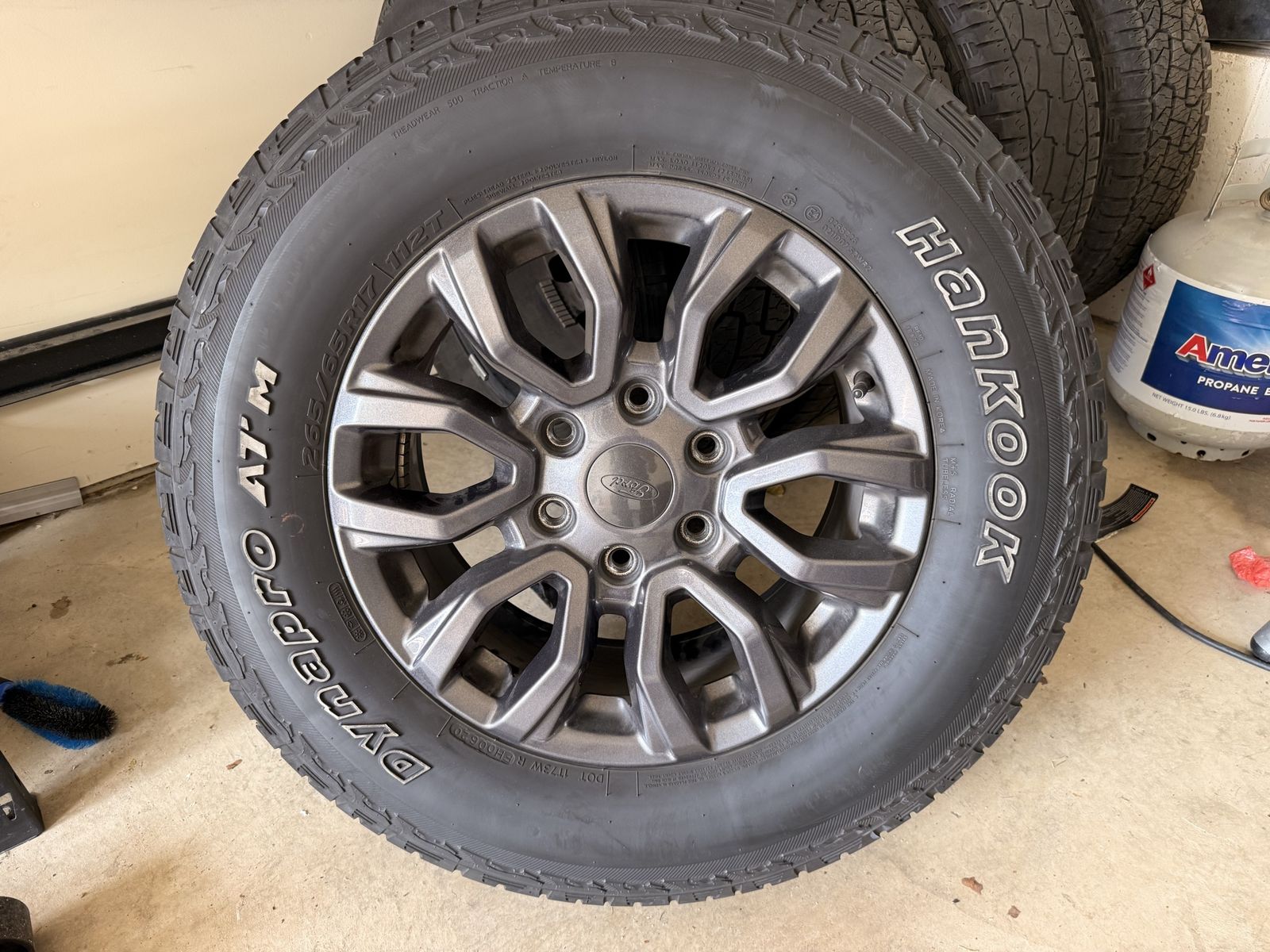 Hankook Dynapro AT/M Tires & Wheels - Set of 5, Ford Ranger OEM, 265/65R17