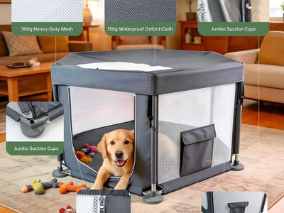 NEW! Sturdy Dog Cat Playpen, Heavy Duty, Removable Top, Easy-Detach Washable Bottom, 55x55x27