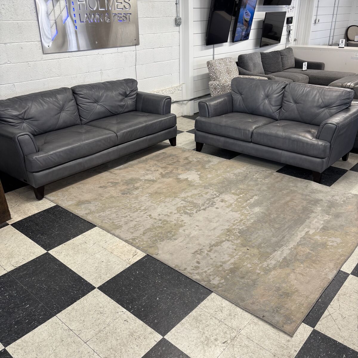 COSTCO SWINTON 2 PIECE LEATHER SET SOFA AND COUCH!