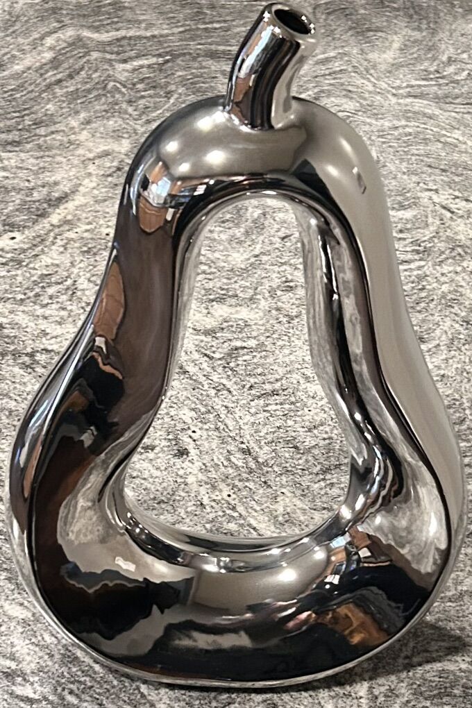 Silver Pear Sculpture Vase
