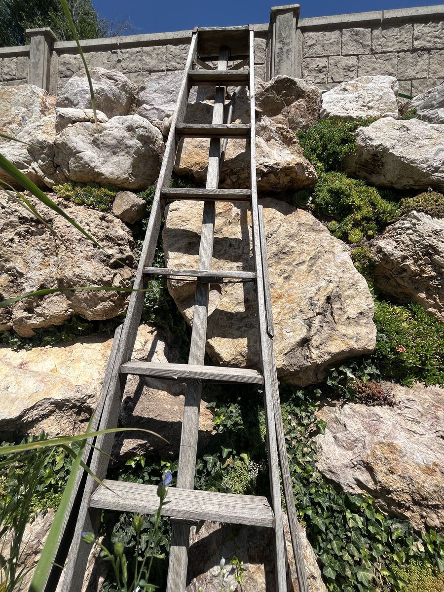 Antique Wooden Cherry Pickers Ladder - Rustic Decorative Garden Accent or Unique Home Decor