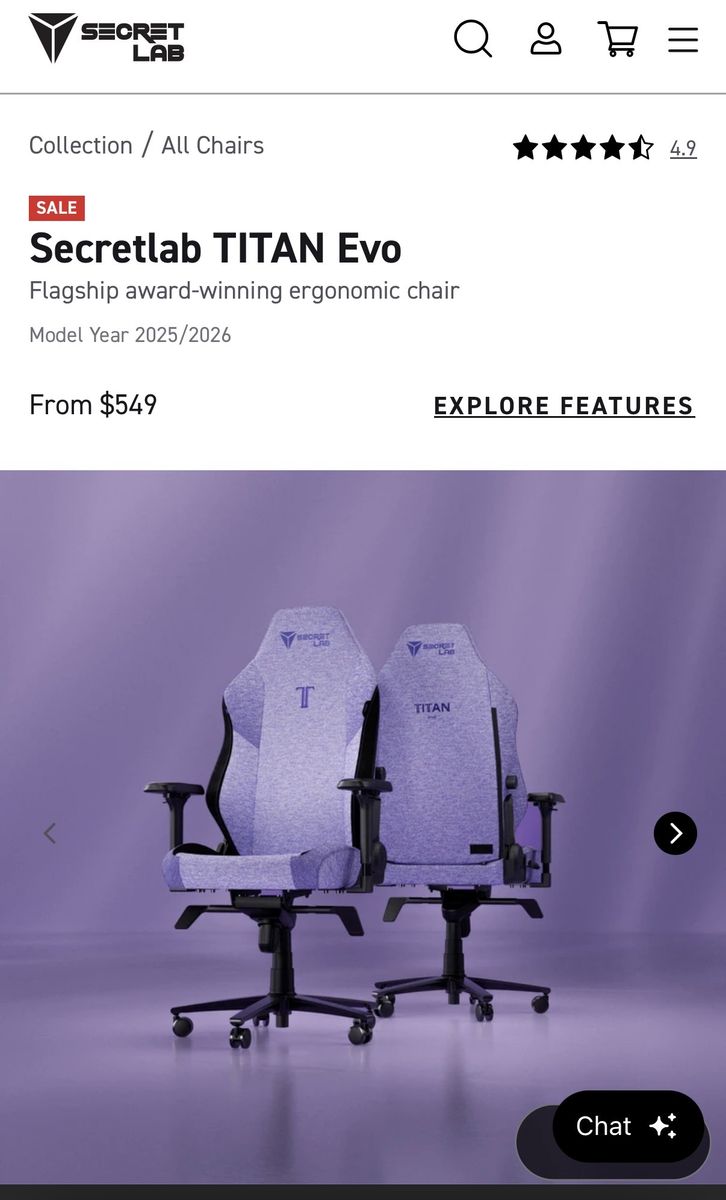Secretlab TITAN Evo Series Gaming Chair - Purple - Regular Size