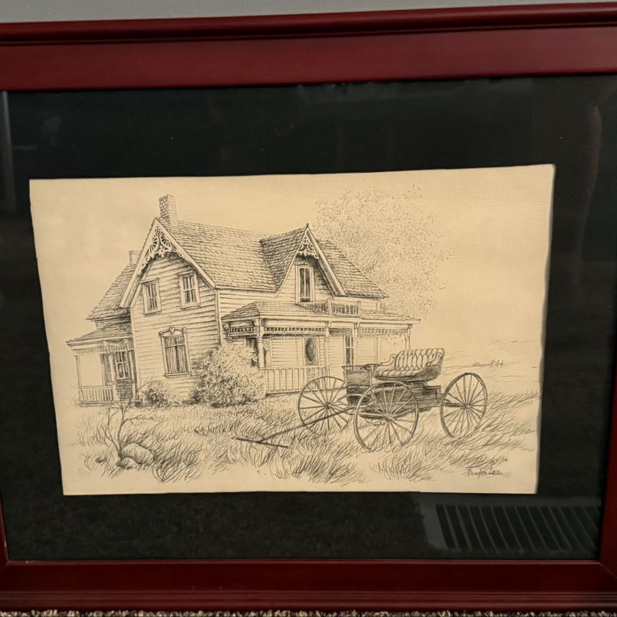 Douglas Lee "Brooklin Home" Signed & Numbered pencil sketch 1975 Framed.  5/100