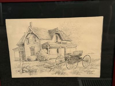 Douglas Lee "Brooklin Home" Signed & Numbered pencil sketch 1975 Framed. 5/100