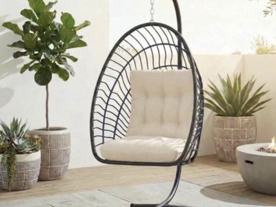 Brand new Hanging Egg Chair with Stand and Cream Cushion