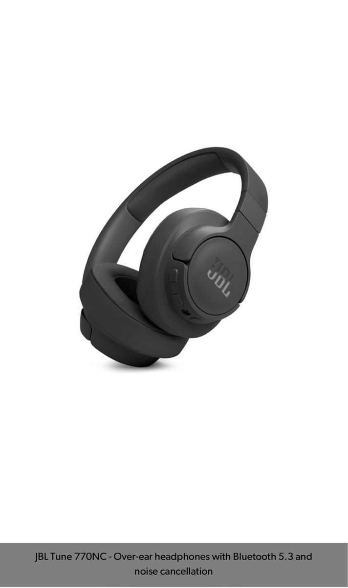 JBL Tune 770NC Over-Ear Headphones - Bluetooth 5.3, Noise Cancelling, Black