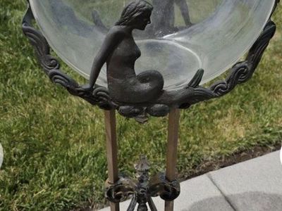 1920's chicago hardware foundry co. Fishbowl Mermaid Pedestal Fish Bowl/Terrarium - Unique Decorative Display