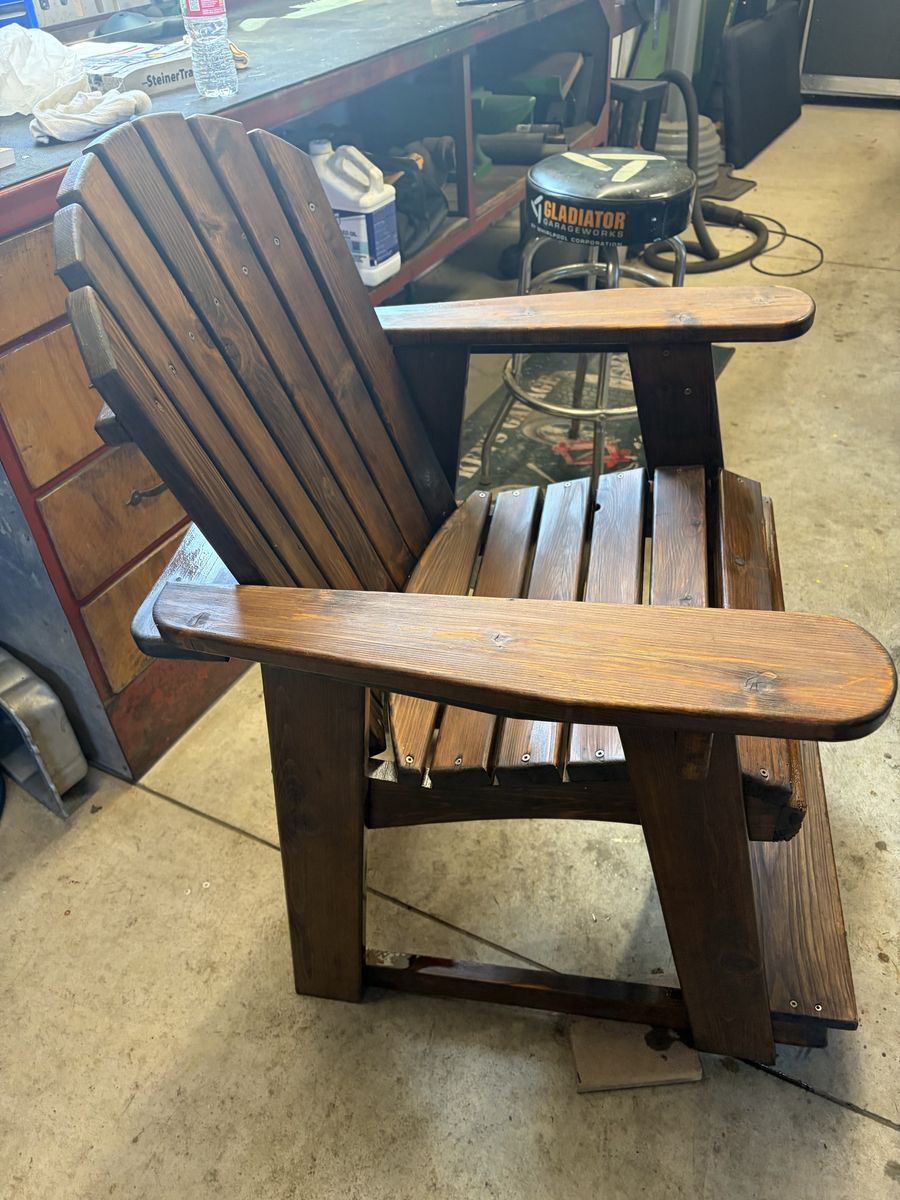 Wooden Adirondack Style Deck Chair - Classic Outdoor Seating