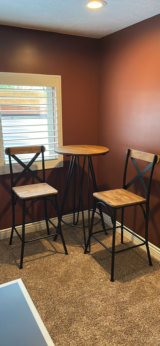 3-Piece Industrial Bar Height Pub Set